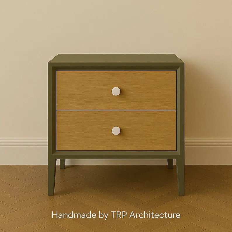 El Yapımı Modern Meşe Komodin